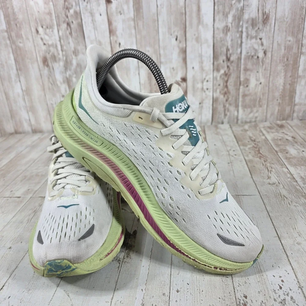 Hoka Kawana Womens 8B Running Shoes Blanc De Blanc Blue Fog 1123164 BDBB Sneaker